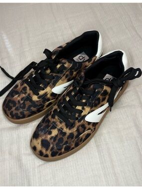 DV by Dolce Vita Leopard-Print Low-Top Sneakers with White Accent